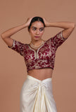 Maroon Color Raw Silk Embroidered Blouse