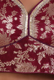 Maroon Color Raw Silk Embroidered Blouse