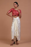 Maroon Color Raw Silk Embroidered Blouse