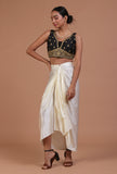 Black Color Raw Silk Embroidered Blouse