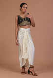 Black Color Raw Silk Embroidered Blouse