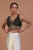Black Color Raw Silk Embroidered Blouse
