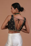 Black Color Raw Silk Embroidered Blouse