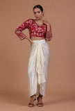 Maroon Color Raw Silk Embroidered Blouse