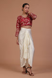 Maroon Color Raw Silk Embroidered Blouse