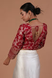Maroon Color Raw Silk Embroidered Blouse