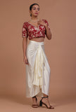 Maroon Color Raw Silk Embroidered Blouse