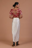 Maroon Color Raw Silk Embroidered Blouse