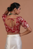Maroon Color Raw Silk Embroidered Blouse
