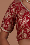 Maroon Color Raw Silk Embroidered Blouse