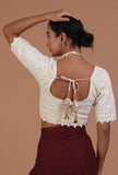 Off White Color Cotton Chikankari Blouse