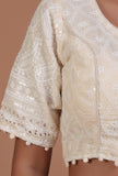 Off White Color Cotton Chikankari Blouse
