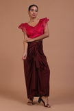 Dark Pink Color Organza Plain Blouse