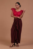 Dark Pink Color Organza Plain Blouse