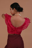 Dark Pink Color Organza Plain Blouse