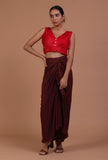Red Color Raw Silk Plain Blouse