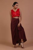 Red Color Raw Silk Plain Blouse