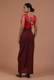 Red Color Raw Silk Plain Blouse