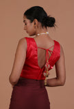 Red Color Raw Silk Plain Blouse