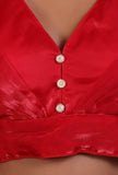 Red Color Raw Silk Plain Blouse