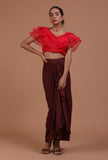 Red Color Organza Plain Blouse