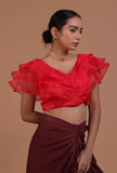Red Color Organza Plain Blouse
