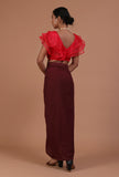 Red Color Organza Plain Blouse