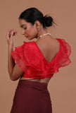 Red Color Organza Plain Blouse