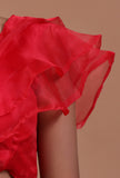 Red Color Organza Plain Blouse