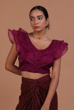 Light purple organza plain blouse festive on a female model