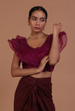 Light Purple Color Organza Plain Blouse