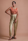 Orange Color Raw Silk Mirror Work Blouse