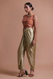 Orange Color Raw Silk Mirror Work Blouse