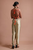 Orange Color Raw Silk Mirror Work Blouse