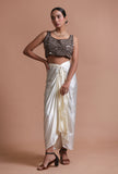 Black Color Raw Silk Mirror Work Blouse