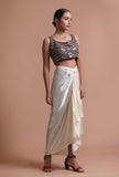 Black Color Raw Silk Mirror Work Blouse