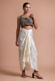 Black Color Raw Silk Mirror Work Blouse