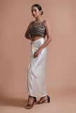 Black Color Raw Silk Mirror Work Blouse