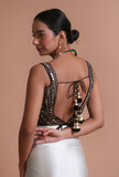 Black Color Raw Silk Mirror Work Blouse