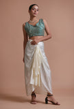 Light Green Color Raw Silk Mirror Work Blouse