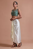 Light Green Color Raw Silk Mirror Work Blouse