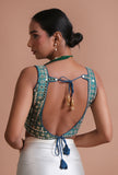 Light Green Color Raw Silk Mirror Work Blouse