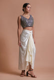 Blue Color Raw Silk Mirror Work Blouse