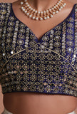 Blue Color Raw Silk Mirror Work Blouse
