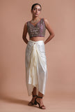Light Purple Color Raw Silk Mirror Work Blouse