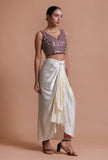 Light Purple Color Raw Silk Mirror Work Blouse