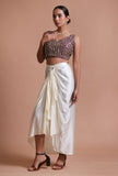 Light Purple Color Raw Silk Mirror Work Blouse