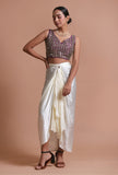Light Purple Color Raw Silk Mirror Work Blouse