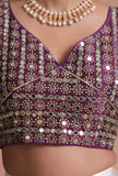 Light Purple Color Raw Silk Mirror Work Blouse