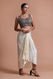 Blue Color Raw Silk Mirror Work Blouse